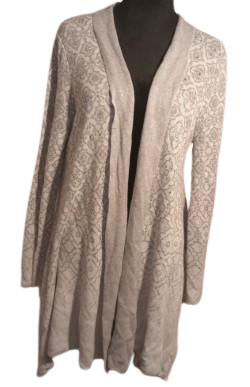 Ruby Rd. Women's Size XL White & Sparkly Silver Long Open Cardigan