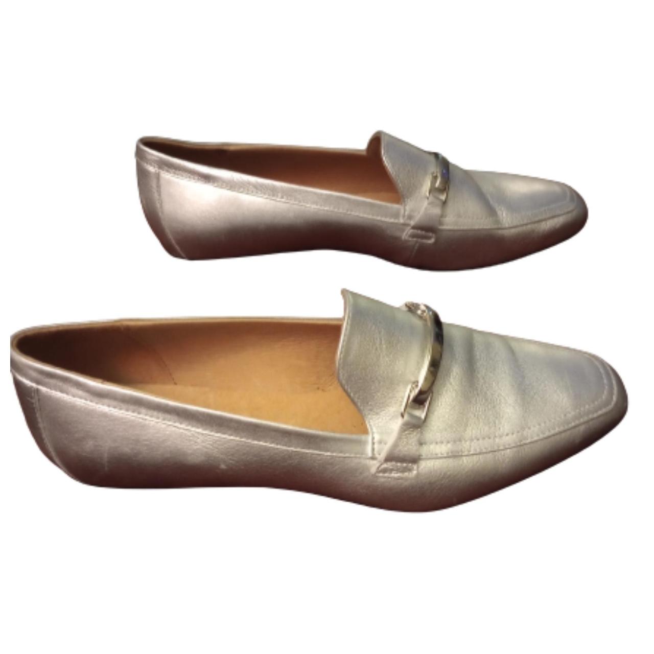 Saks Fifth Avenue Women's Size 8.5 Silver Leather Loafers