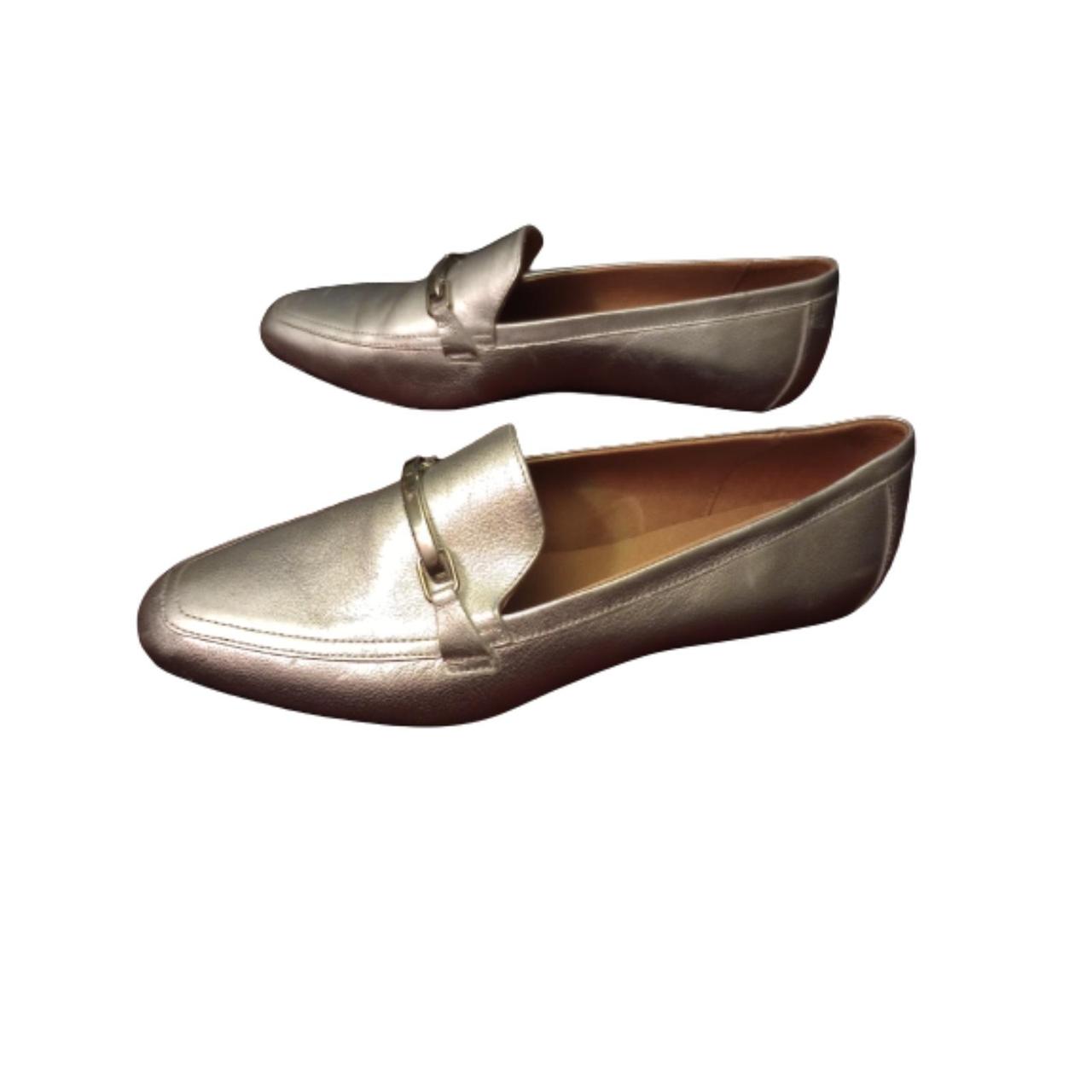 Saks Fifth Avenue Women's Size 8.5 Silver Leather Loafers