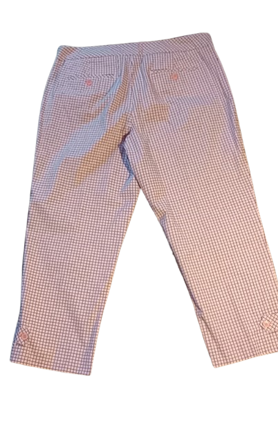 Talbots Women's Size 12 White, Pink & Blue Checkered Capris