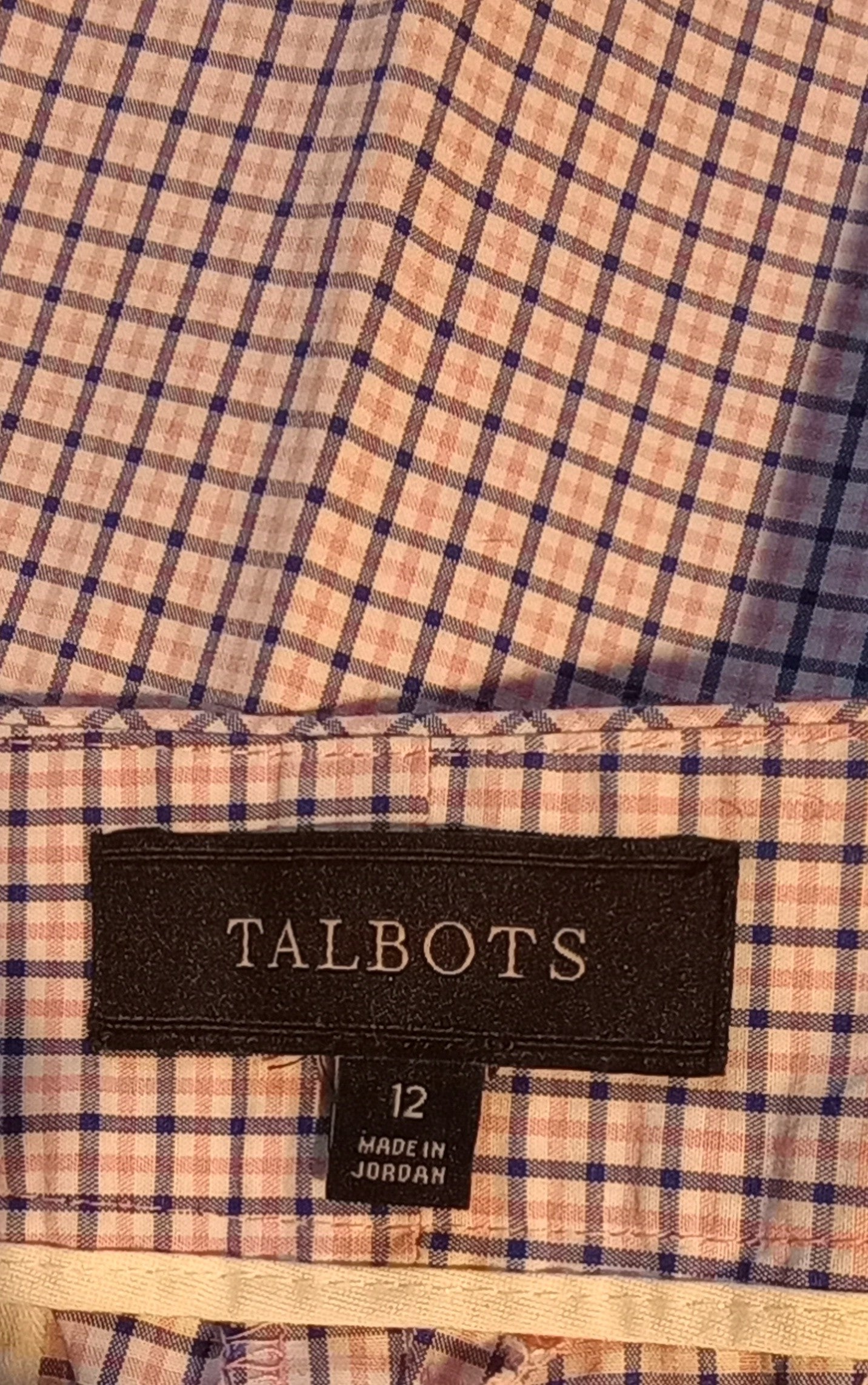 Talbots Women's Size 12 White, Pink & Blue Checkered Capris